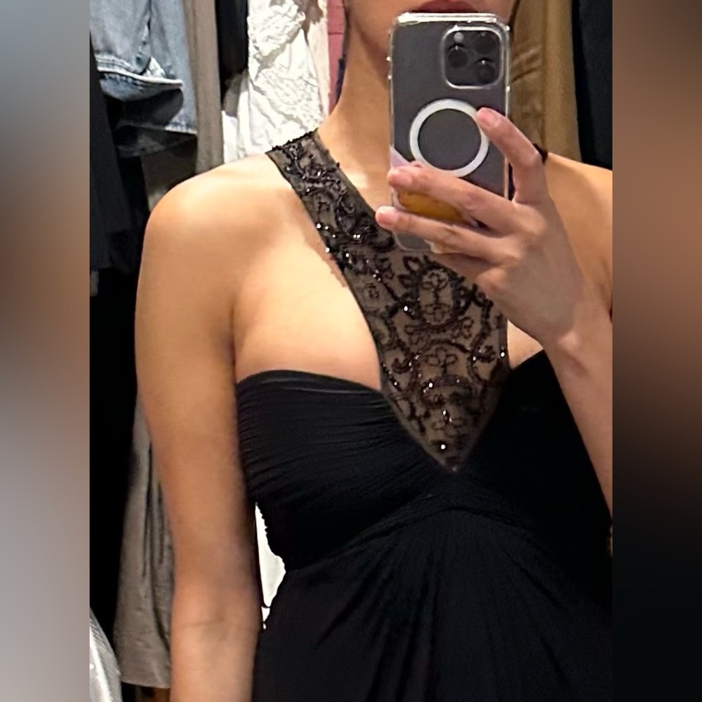 Tadashi Shoji beaded silk gown